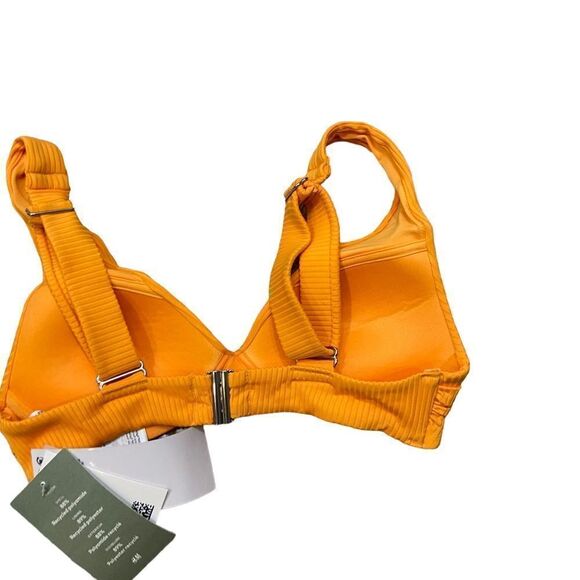 New With Tags H&M Ribbed Orange Push Up‎ Padded Bikini Top Size 2 - Picture 4 of 12